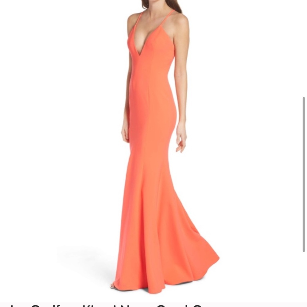 Jay Godfrey Kirani Neon Coral Gown Dress Size 0